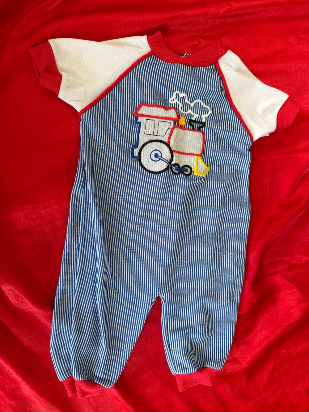 90s embroidered train onesie